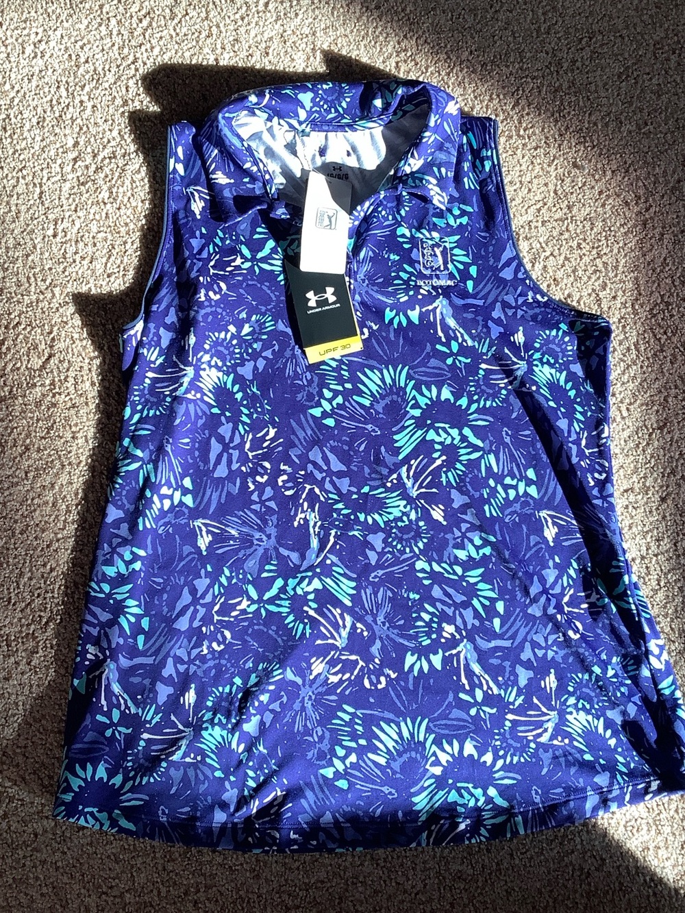 TPC Potomac Under Armour Women’s Sleeveless Polo Blue Floral